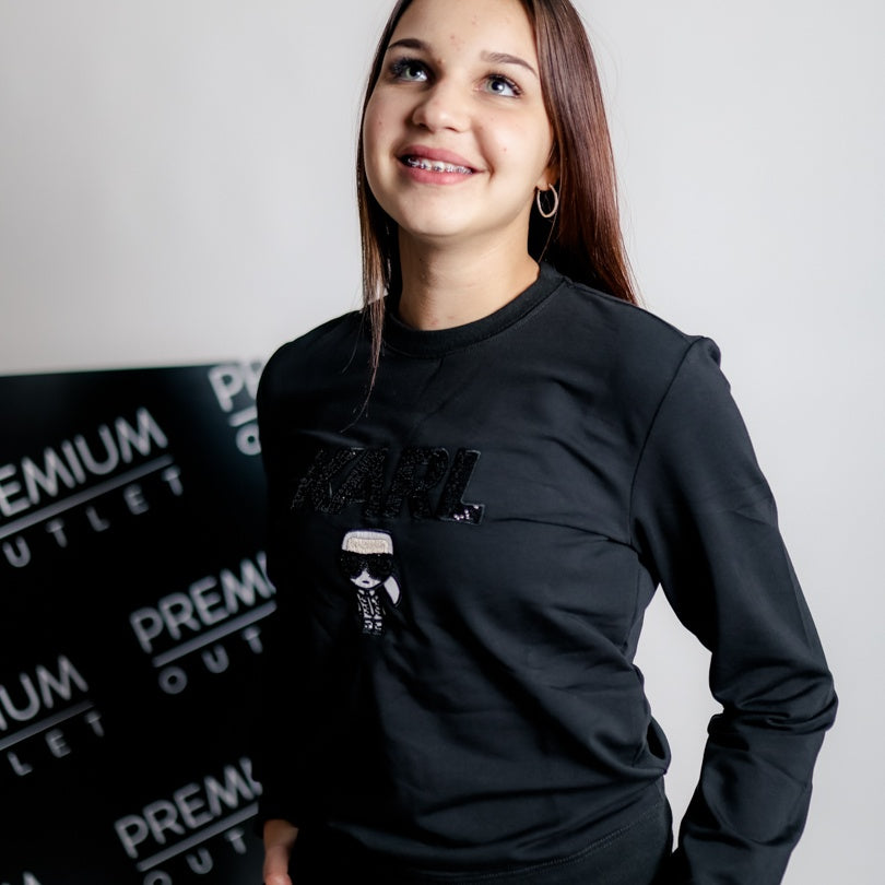 Karl Lagerfeld ženska crna majica dugi rukav