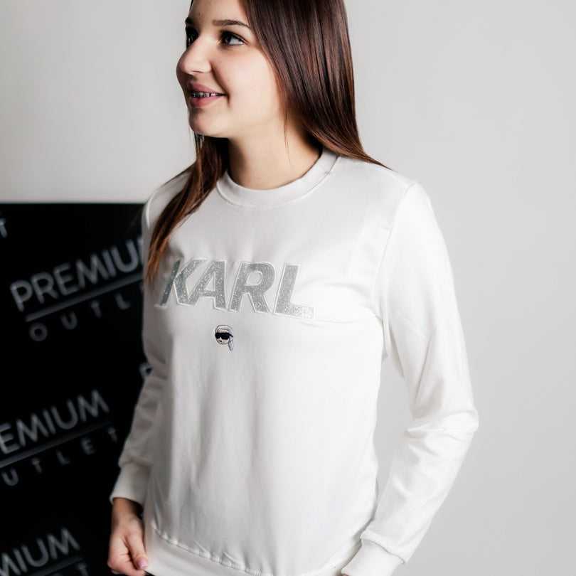 Karl Lagerfeld ženska bijela majica dugi rukav