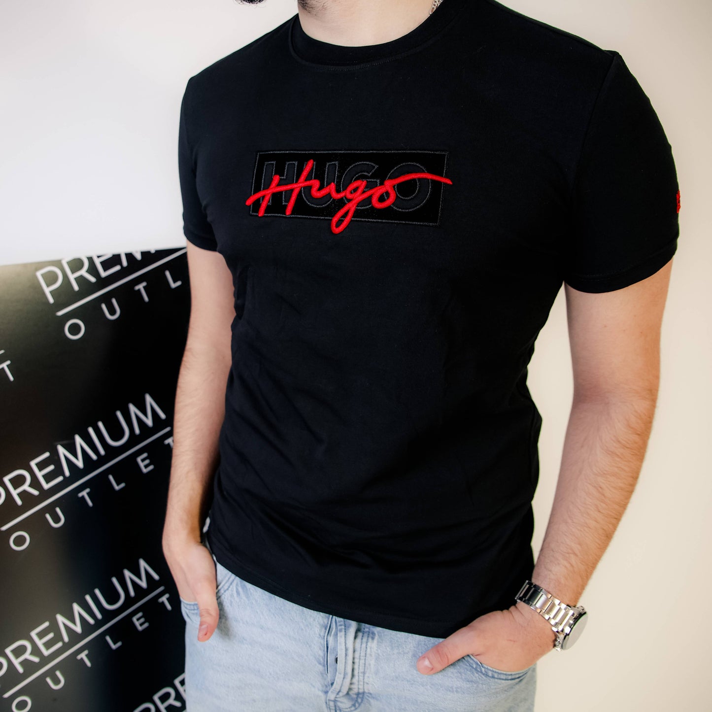 Hugo crna muška majica kratkih rukava