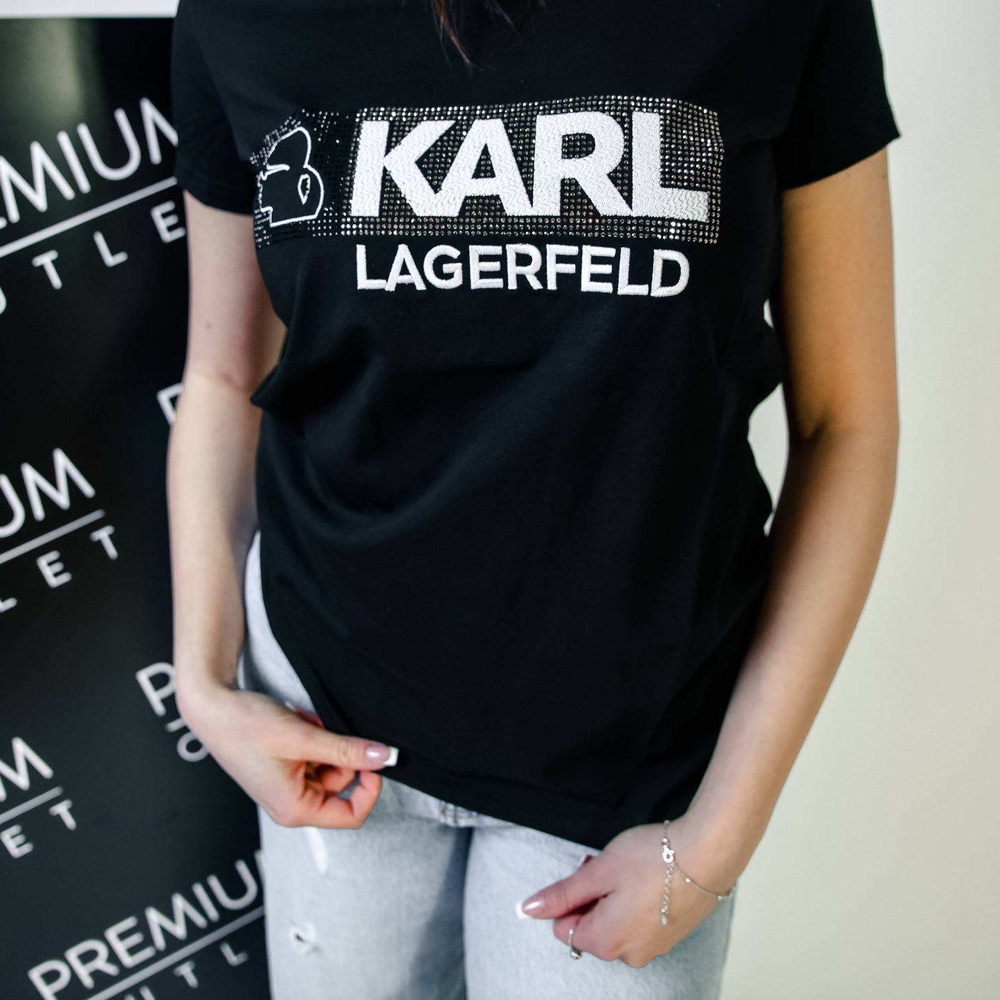 Karl Lagerfeld crna ženska kratka majica