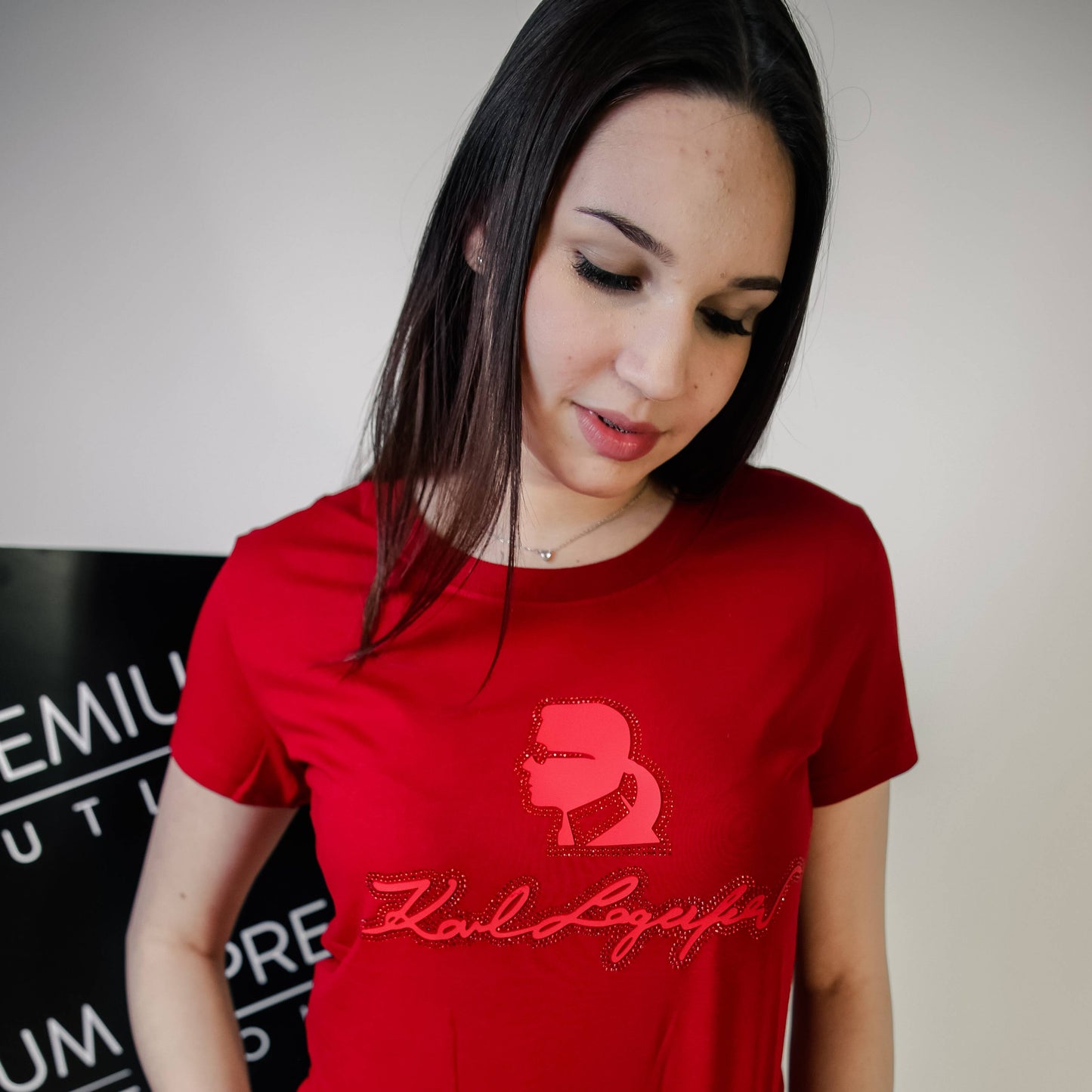 Karl Lagerfeld crvena ženska kratka majica