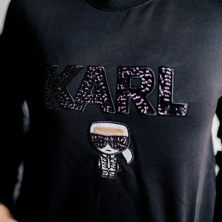 Karl Lagerfeld ženska crna majica dugi rukav