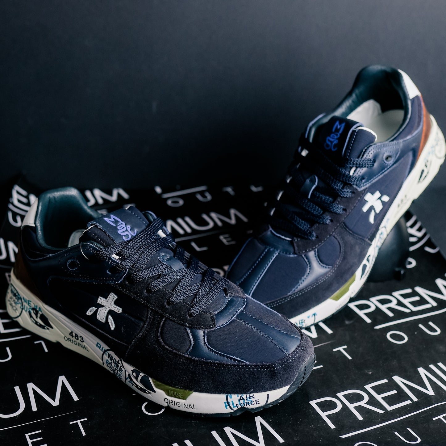 Premiata Mase 7868 Navy Blue and White