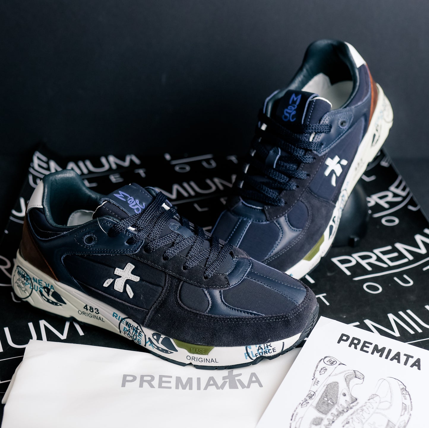 Premiata Mase 7868 Navy Blue and White