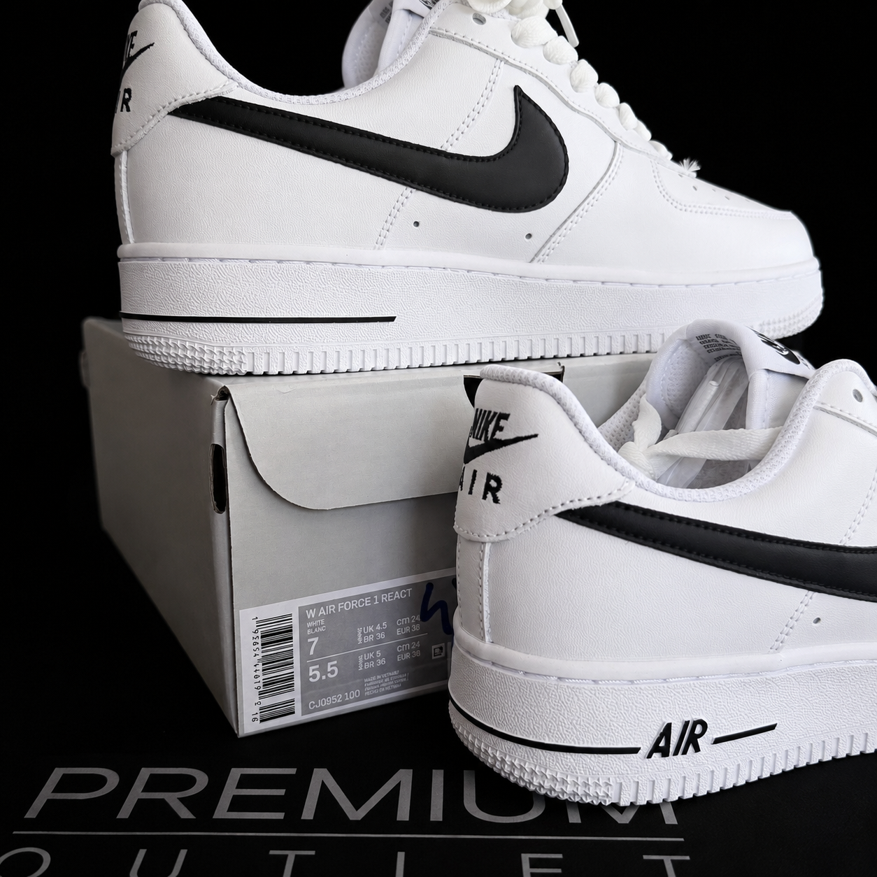 Nike Air Force React White and Black