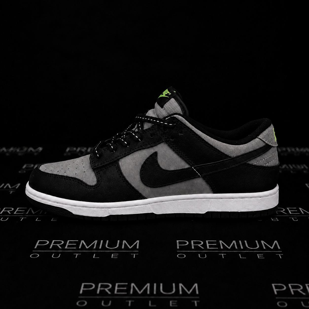 Nike Dunk Low "Black Cool Grey Volt Mini Swoosh"