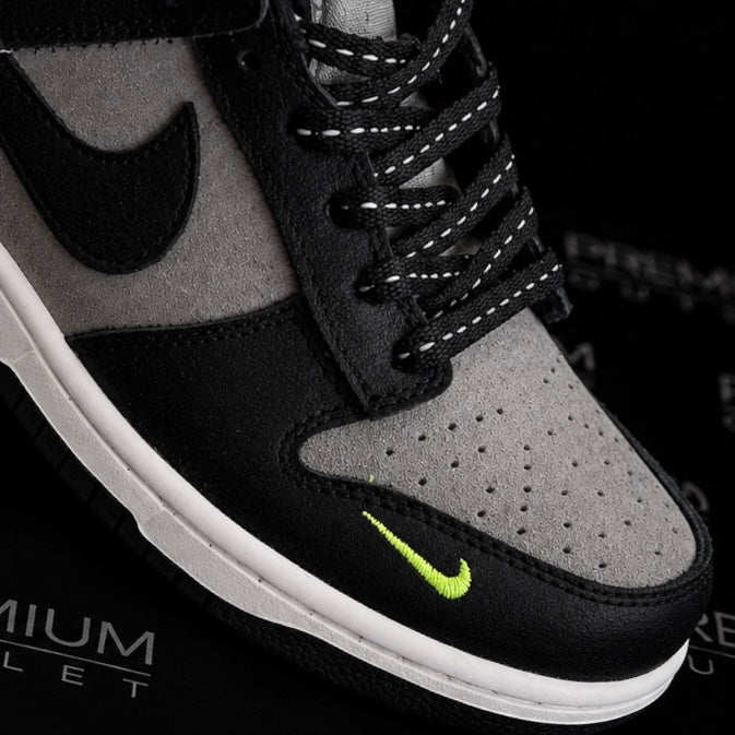 Nike Dunk Low "Black Cool Grey Volt Mini Swoosh"