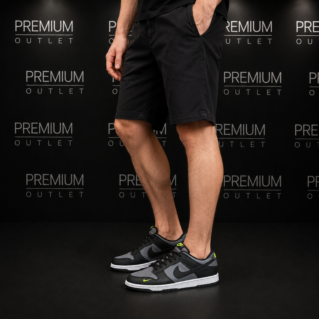 Nike Dunk Low "Black Cool Grey Volt Mini Swoosh"
