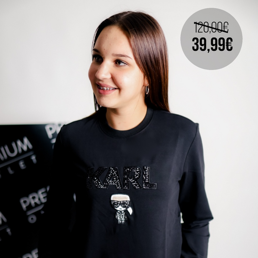 Karl Lagerfeld ženska crna majica dugi rukav