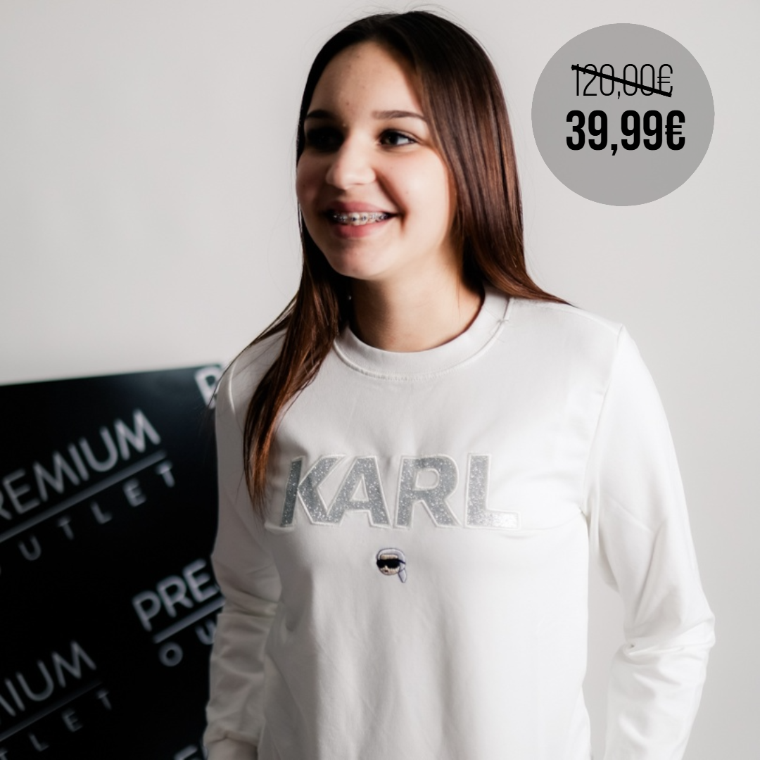 Karl Lagerfeld ženska bijela majica dugi rukav